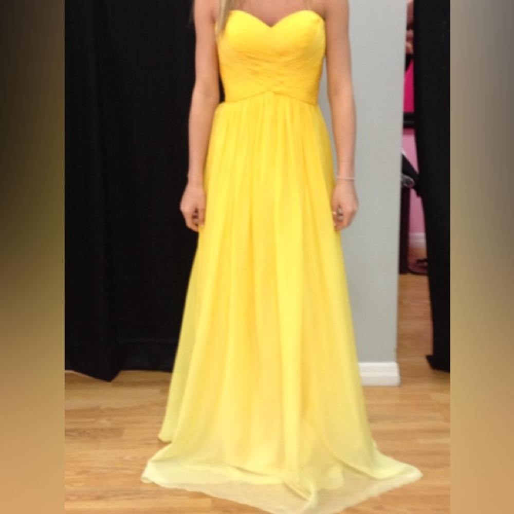 La Femme Golden Strapless Dress